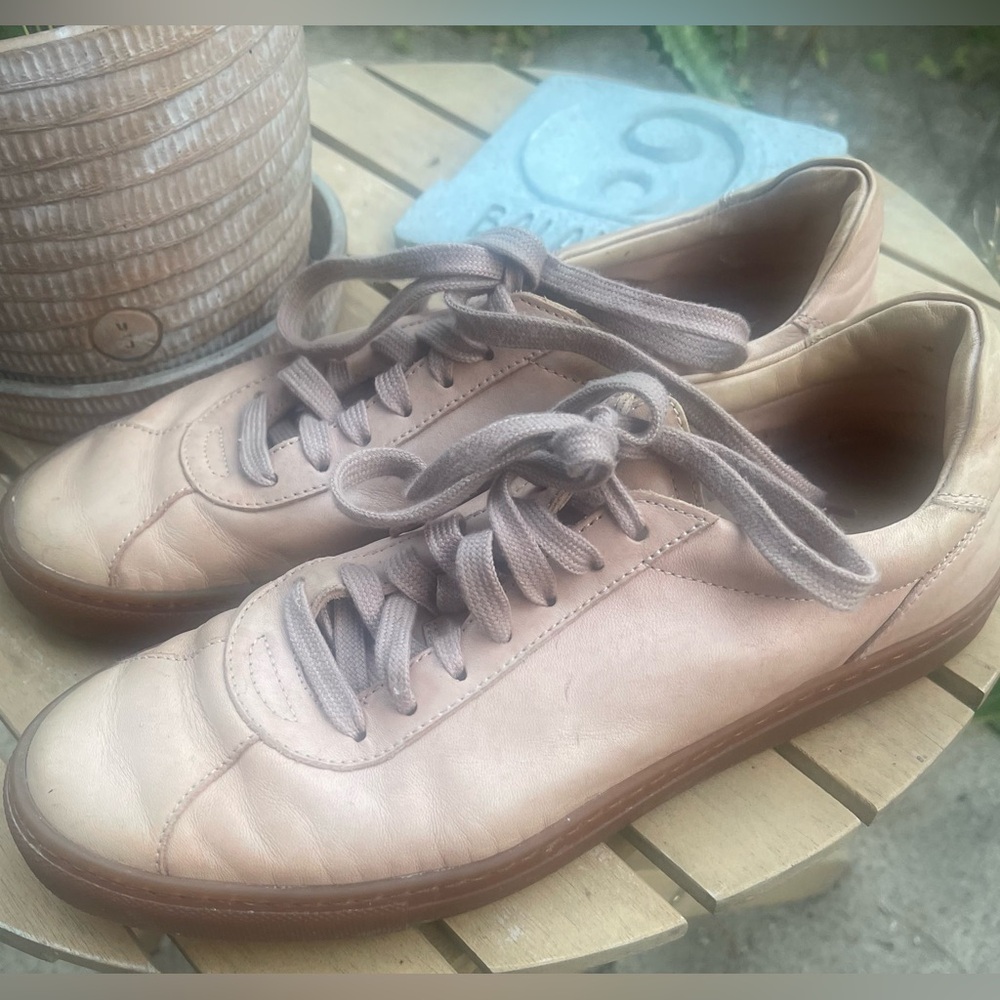 M Gemi Shoes Sneakers Pink Italian luxury Size 40.5 Super Soft Lace Up Leather